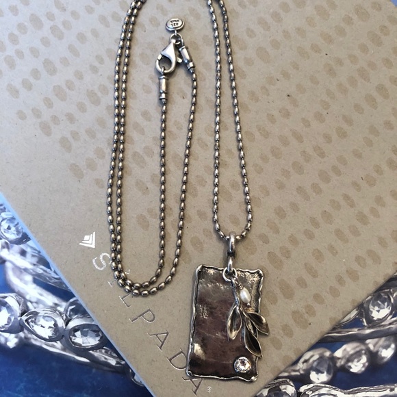 Vintage Silpada Sterling Silver Leaf Sprig Logo Pendant Necklace N2275 - Picture 7 of 16